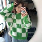 Check Sweater Green - One Size