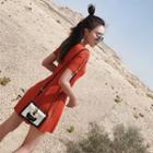 Short-sleeve Stitched-side A-line Dress