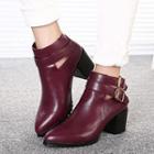 Chunky Heel Buckled Ankle Boots