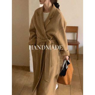 Handmade Loose-fit Maxi Coat With Sash