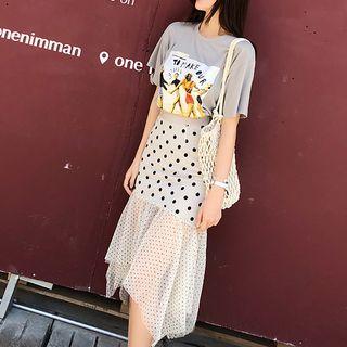 Polka Dot Asymmetrical Pencil Skirt