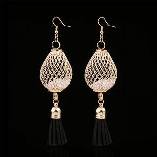 Caged Rhinestone Drop Earring 1 Pair - Gold - One Size