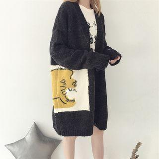 Lettering Buttoned Knit Jacket