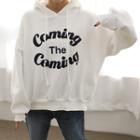 Brushed-fleece Lined Letter Boxy Hoodie