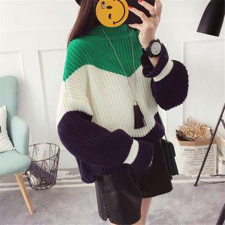 Colour Block Long-sleeve Sweater