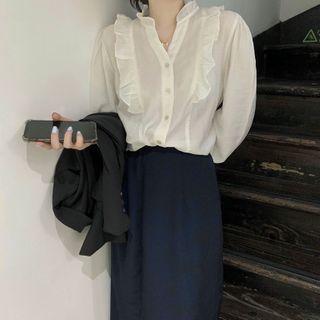 Ruffle Blouse Off White - One Size