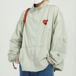 Heart Print Zip-up Jacket