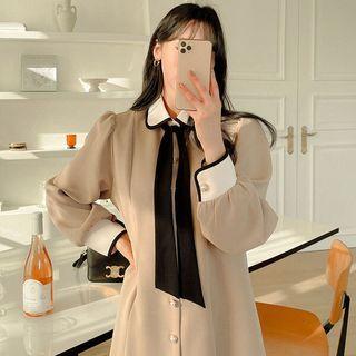 Button-up Blouse Dress With Tie