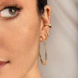 Rhinestone Hoop Earring / Set (various Designs)