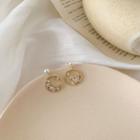 Faux Pearl Rhinestone Moon & Star Dangle Earring 1 Pair - White & Gold - One Size
