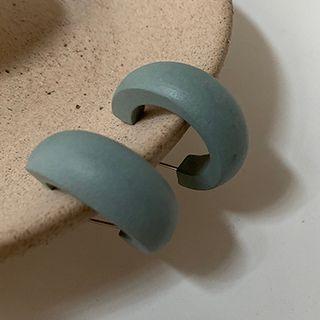Matte Wooden Open Hoop Earring 1 Pair - E504 - Airy Blue - One Size