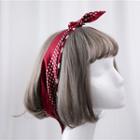 Dotted Silk Bow Headband Dot - Wine Red - One Size