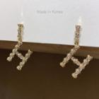 Rhinestone H Lettering Dangle Earring 1 Pair - Gold - One Size