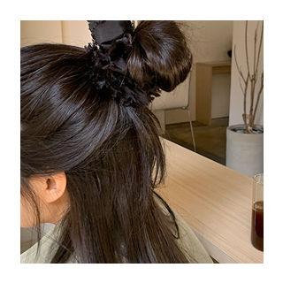 Fringe-trim Hair Tie Black - One Size