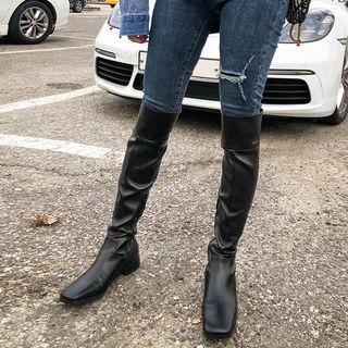 Low-heel Over The Knee Slit-back Tall Boots