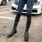 Low-heel Over The Knee Slit-back Tall Boots