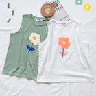 Sleeveless Flower Print Print T-shirt