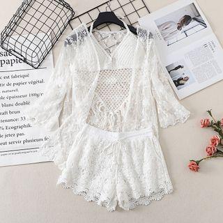 Halter Bikini Top / Shorts / Lace Cover-up