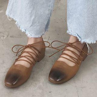 Low Heel Lace-up Pumps