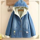 Fleece-lined Hooded Denim Jacket