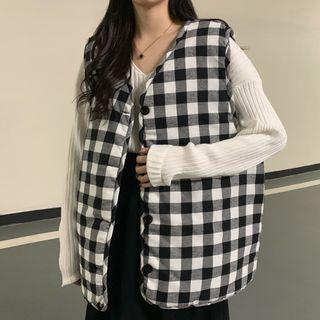 Button Padded Vest As Shown In Figure - One Size
