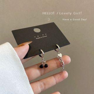 Sterling Silver Asymmetrical Cherry Drop Earring 1 Pair - Silver - One Size