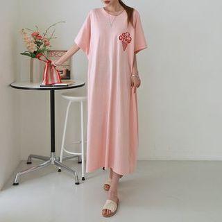 Printed Oversized Maxi T-shirt Dress