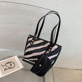 Zebra Print Faux Leather Tote Bag