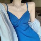 Long-sleeve Plain Loose-fit Shirt / Plain Slim-fit Sleeveless Dress