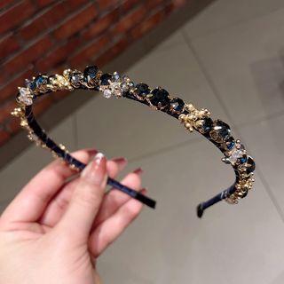 Faux Crystal Fabric Headband Blue - One Size