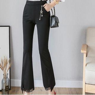 Lace Trim Capri Boot-cut Pants