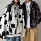 Couple Matching Cow Print Zipped Hoodie