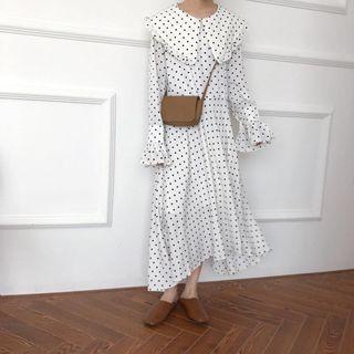 Long-sleeve Maxi Dotted Dress