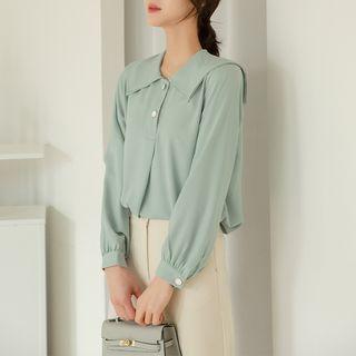 Sailor-collar Button-detail Blouse