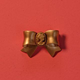 Bow Alloy Brooch 005 - Gold - One Size