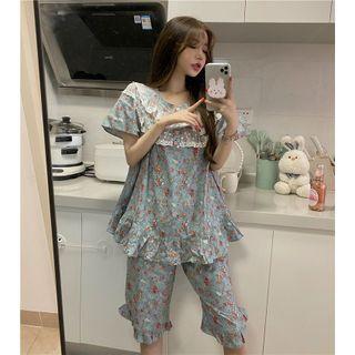 Crewneck Lace Floral A-line Dress