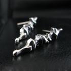 Carved Sterling Silver Drop Earring (single) Silver - One Size