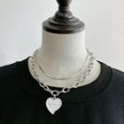 Set: Heart Pendant Chain Necklace + Alloy Necklace