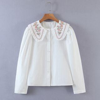 Floral Embroidered Collar Blouse