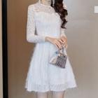 Long-sleeve A-line Fringe Cocktail Dress