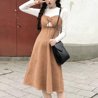 Long-sleeve T-shirt / Lace-up Pinafore Dress