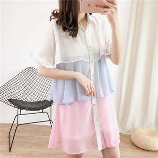 Layered Colorblock Shirtdress
