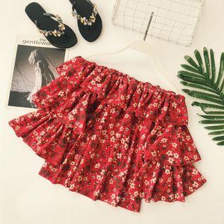 Floral Off-shoulder 3/4-sleeve Top