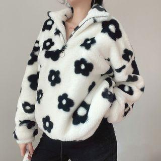 Floral Half-zip Sweatshirt