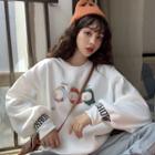 Letter Embroidery Print Pullover