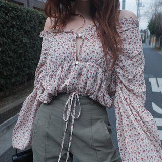 Floral Long-sleeve Top Ivory - One Size
