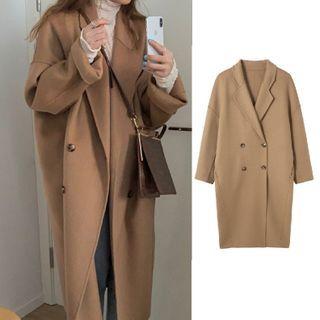 Notch Lapel Double Breasted Woolen Coat