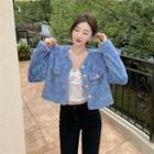 Single-breasted Cropped Fluffy Jacket