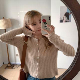 Round Neck Ribbed Knit Cardigan