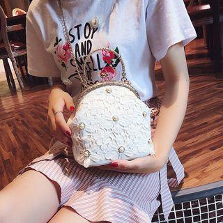 Crochet Lace Panel Crossbody Bag